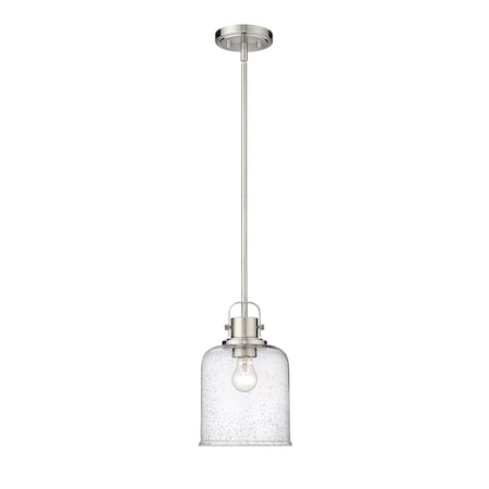 Z-Lite Kinsley 1 Light Pendant, Brushed Nickel And Clear Seeded 340P8-BN
